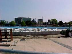 Friendship Fountain in the midst of repairs